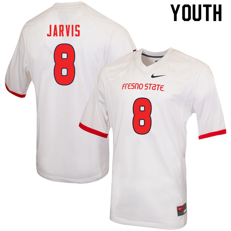 Youth #8 Deven Jarvis Fresno State Bulldogs College Football Jerseys Sale-White - Click Image to Close